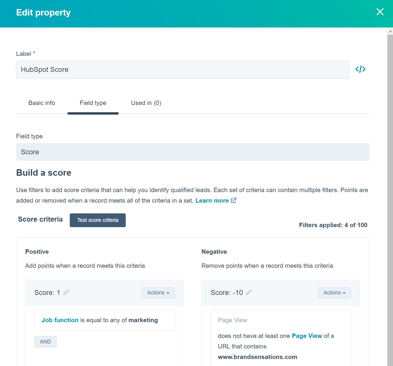 HubSpot-Score-Eigenschaft