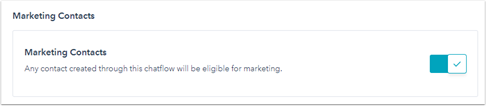 HubSpot, Optionen, Marketing Kontakte via Chat