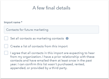 HubSpot, Import Tool für Marketing Kontakte